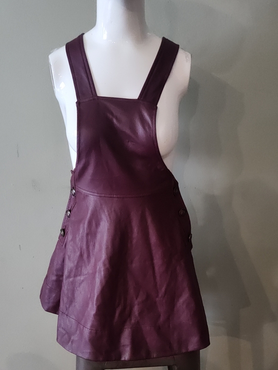 Anthropologie Dresses & Skirts - Maeve Anthropologie Maroon Faux Leather Pinefore Xxs